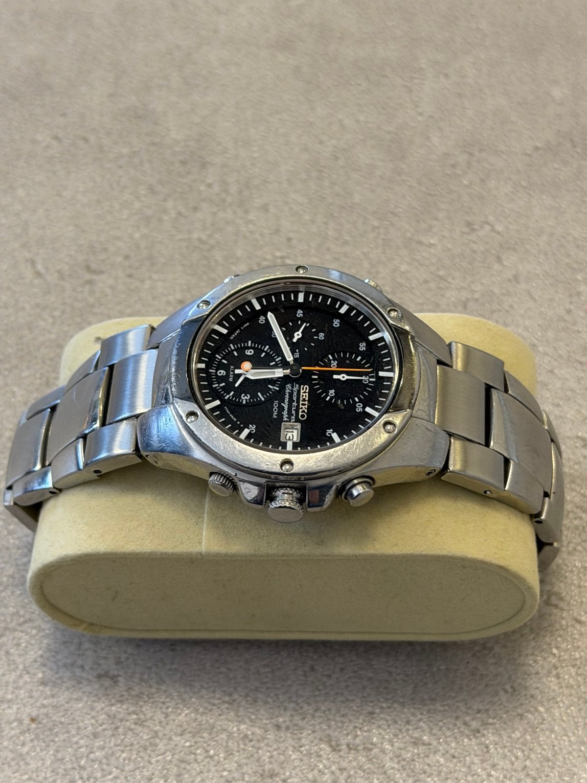 Seiko Sportura Chronograaf 100M Herenhorloge Staal, Seiko, Gebruikt, Staal, Polshorloge