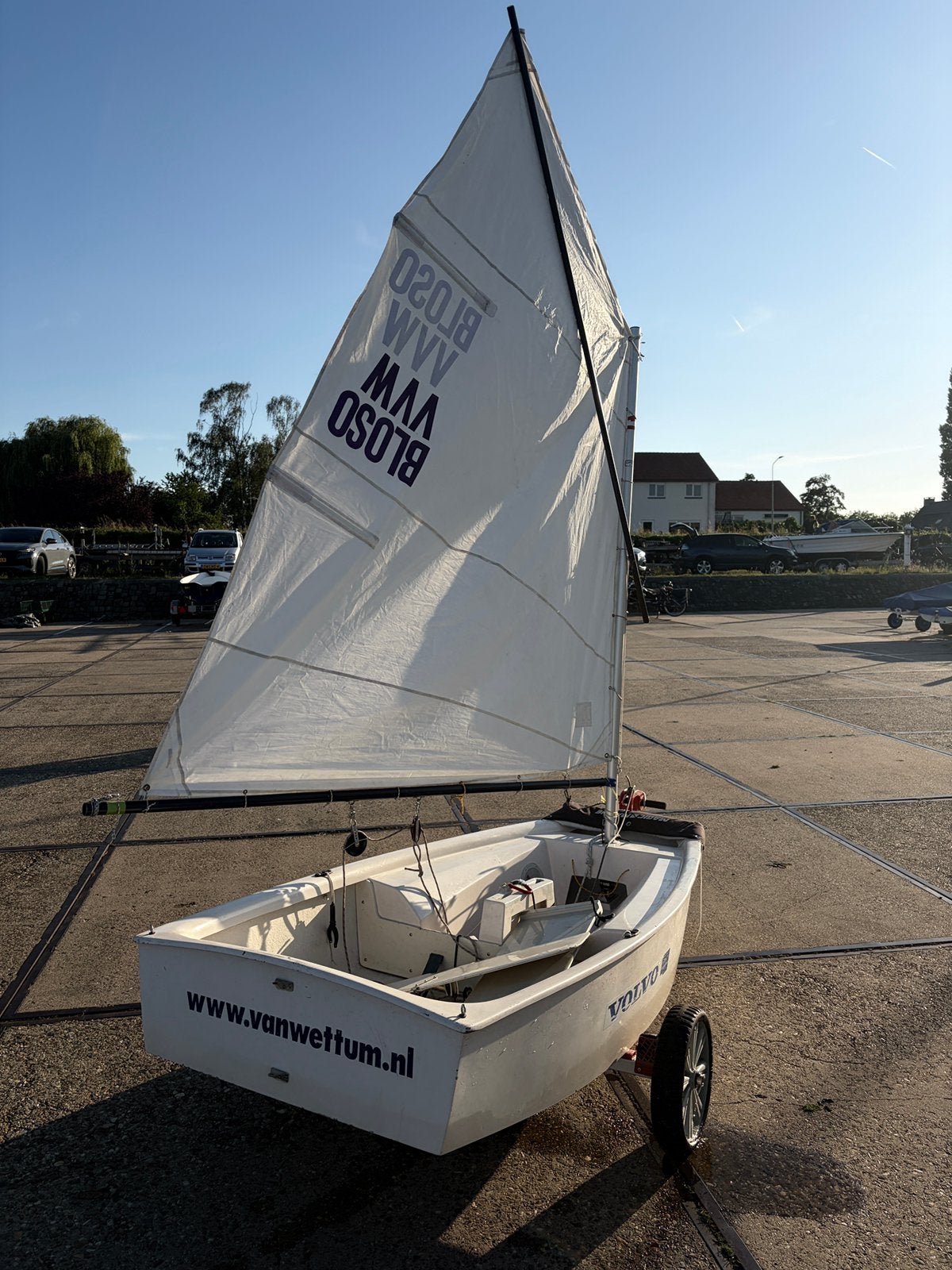 Optimist van Wettum waltrailer dekzeil volledig compleet, Ophalen, Gebruikt, Overige typen, Minder dan 15 m²