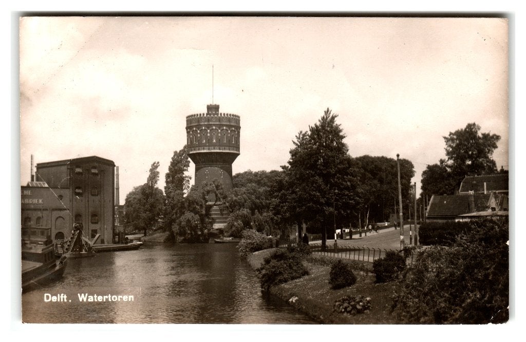 Delft, Watertoren, Verzenden, 1940 tot 1960, Gelopen, Zuid-Holland