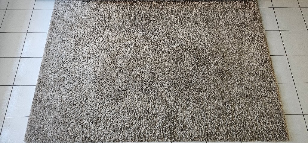 Zacht vloerkleed/tapijt (230x160) creme/lichtgrijs, Ophalen, Gebruikt, 150 tot 200 cm, Grijs