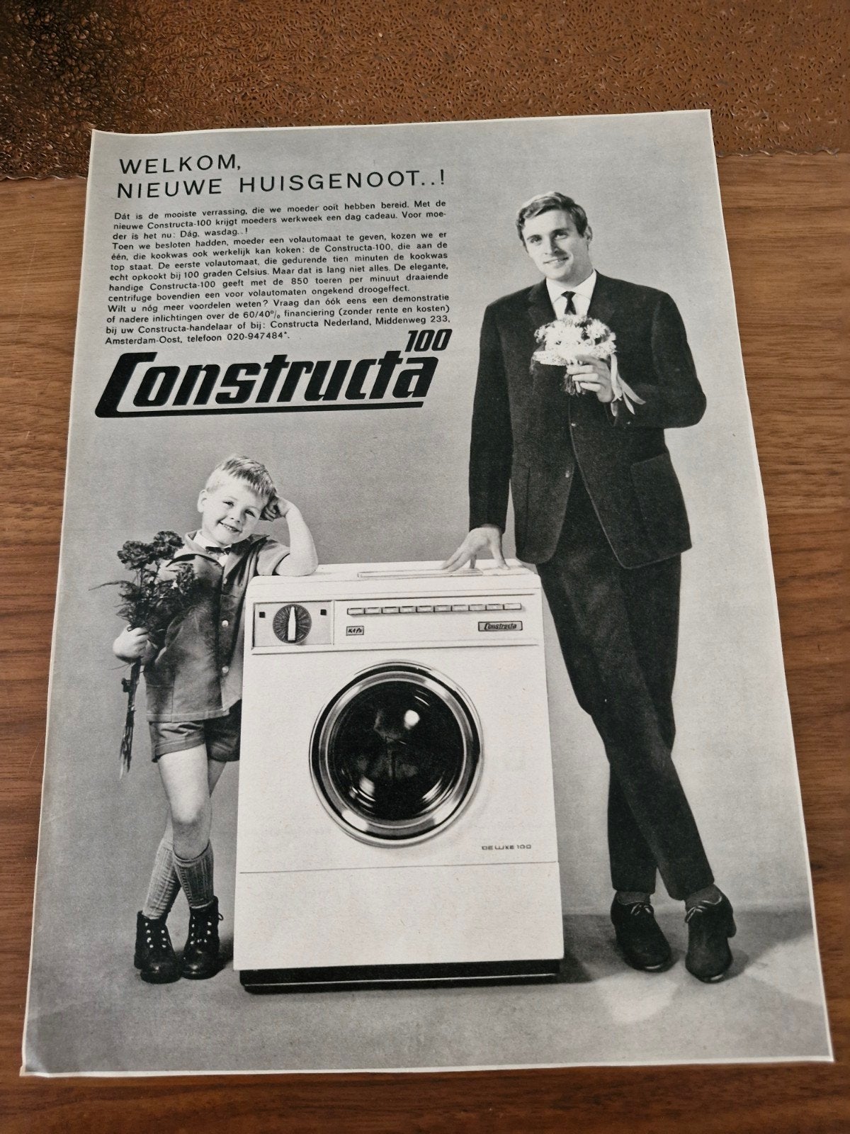 Vintage Constructa 100 Wasmachine Advertentie (1960s), Verzamelen, Ophalen of Verzenden, Tijdschrift
