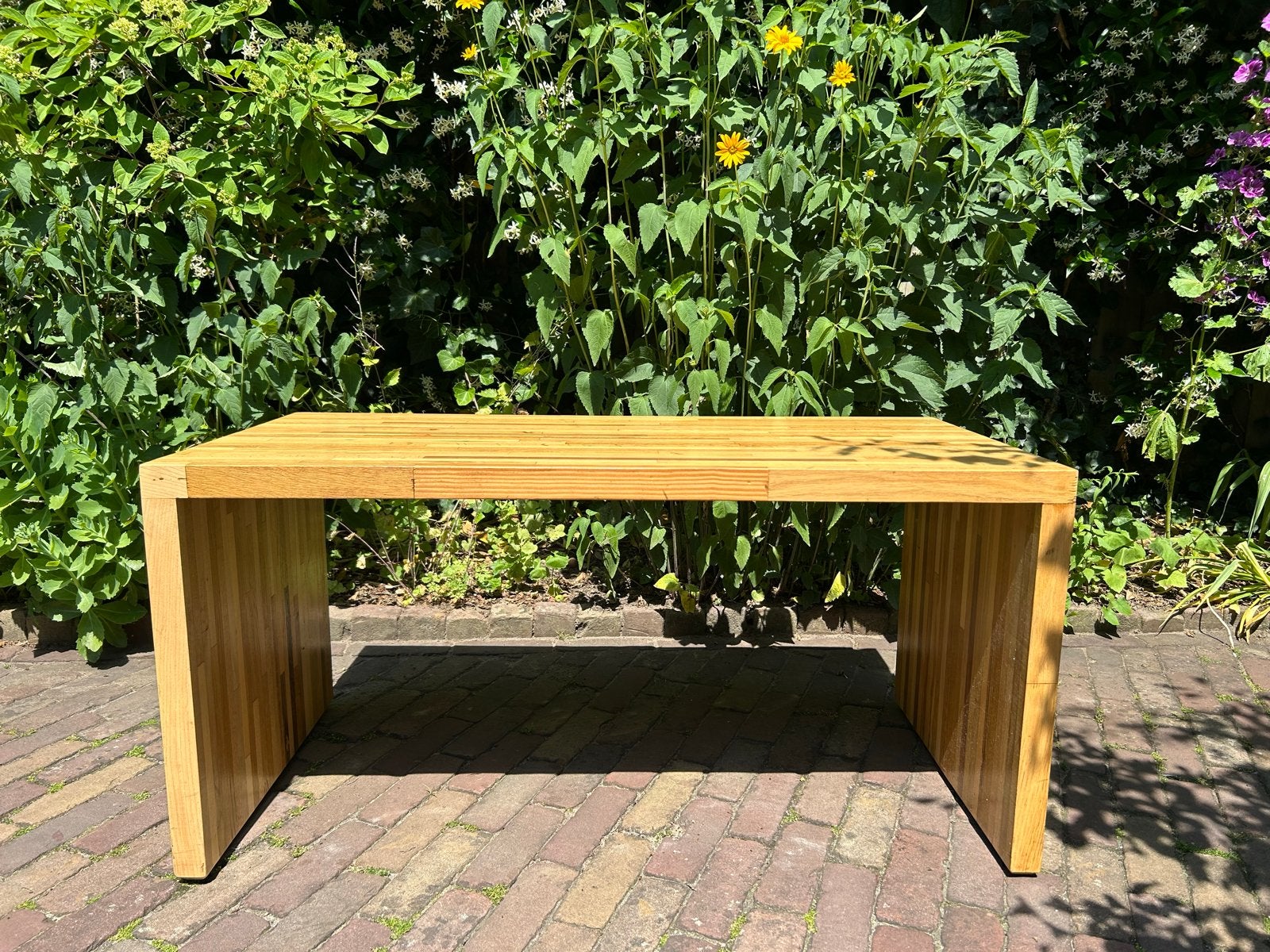 Massief houten salontafel/bankje, 100 tot 150 cm, 50 tot 100 cm, Zo goed als nieuw, Rechthoekig