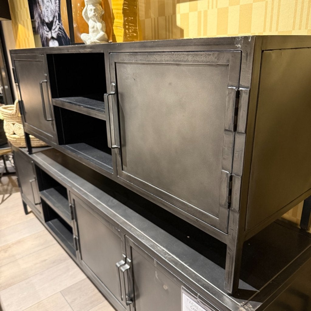 Tv Meubel Carpino - Zwart Metaal - 137 cm - Pronto Wonen, Niet ingevuld, Niet ingevuld, Niet ingevuld