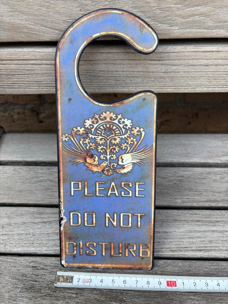 Vintage 'Please Do Not Disturb' / 'Make Up Room' blikken bor, Antiek en Kunst, Ophalen of Verzenden