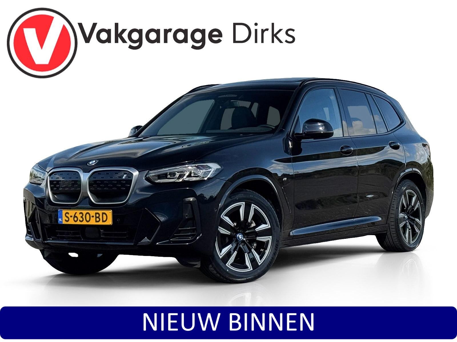 BMW iX3 M-Sport 80 kWh ✅ Pano ✅ Leder ✅ Trekhaak, Auto's, Automaat, Achterwielaandrijving, Gebruikt, Zwart