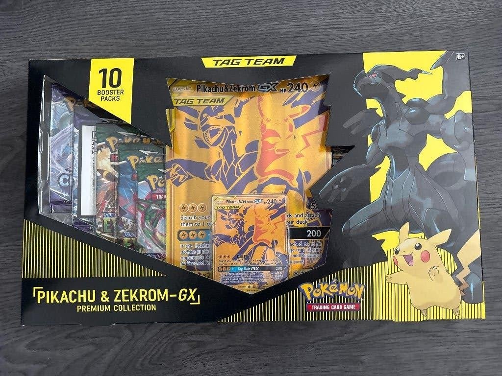 Tag team Pikachu Zekrom GX premium collection box, Hobby en Vrije tijd, Verzamelkaartspellen | Pokémon, Ophalen, Nieuw, Overige typen