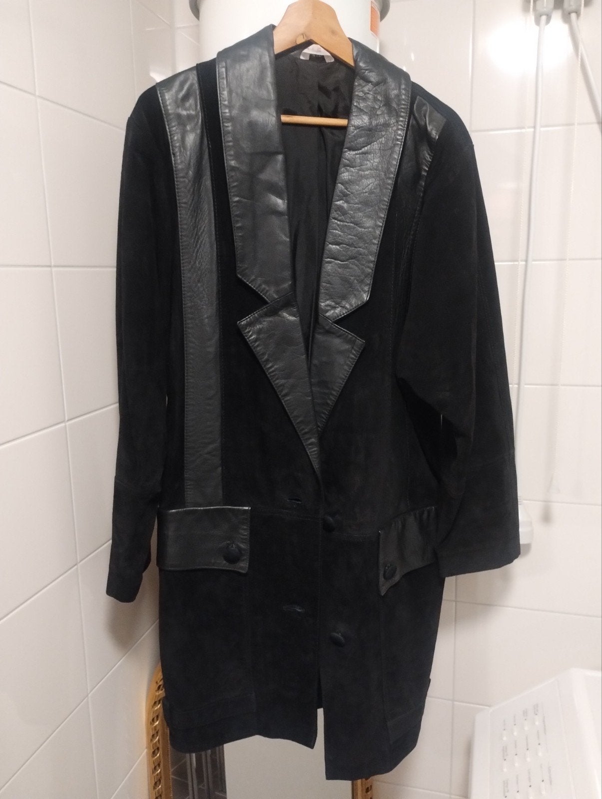 Vintage NOS 80's nappa met suede leren jas maat medium, Ophalen