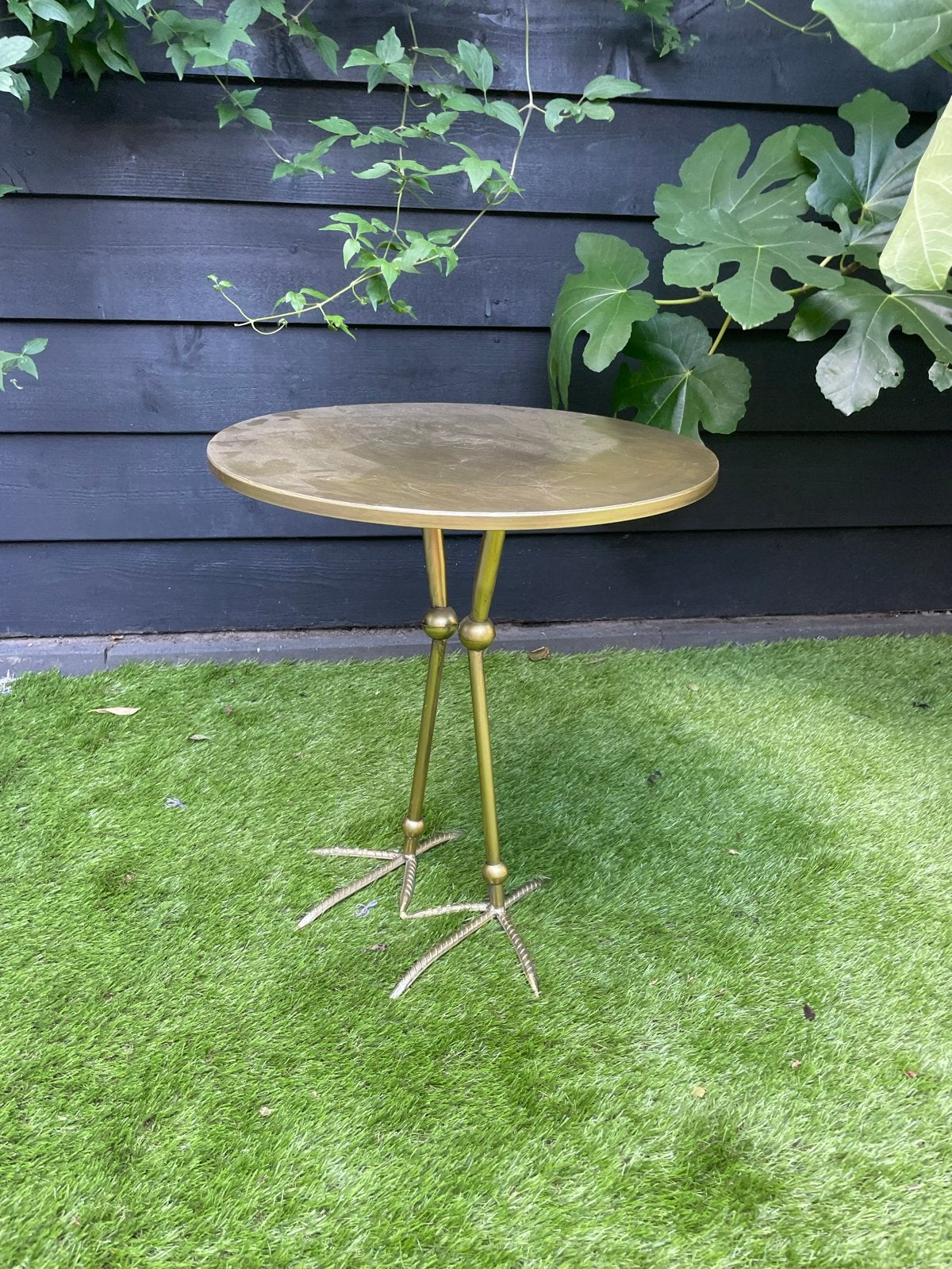 Gouden bijzettafel met vogelpoten - 50 cm diameter, 55 cm ho, 45 tot 60 cm, Minder dan 55 cm, Gebruikt, Metaal of Aluminium