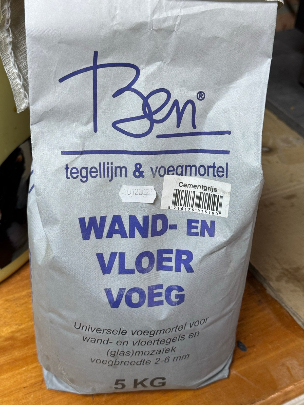 Tegellijm & Voegmortel Cementgrijs 5 KG, Ophalen, Overige typen, Nieuw, Minder dan 20 cm