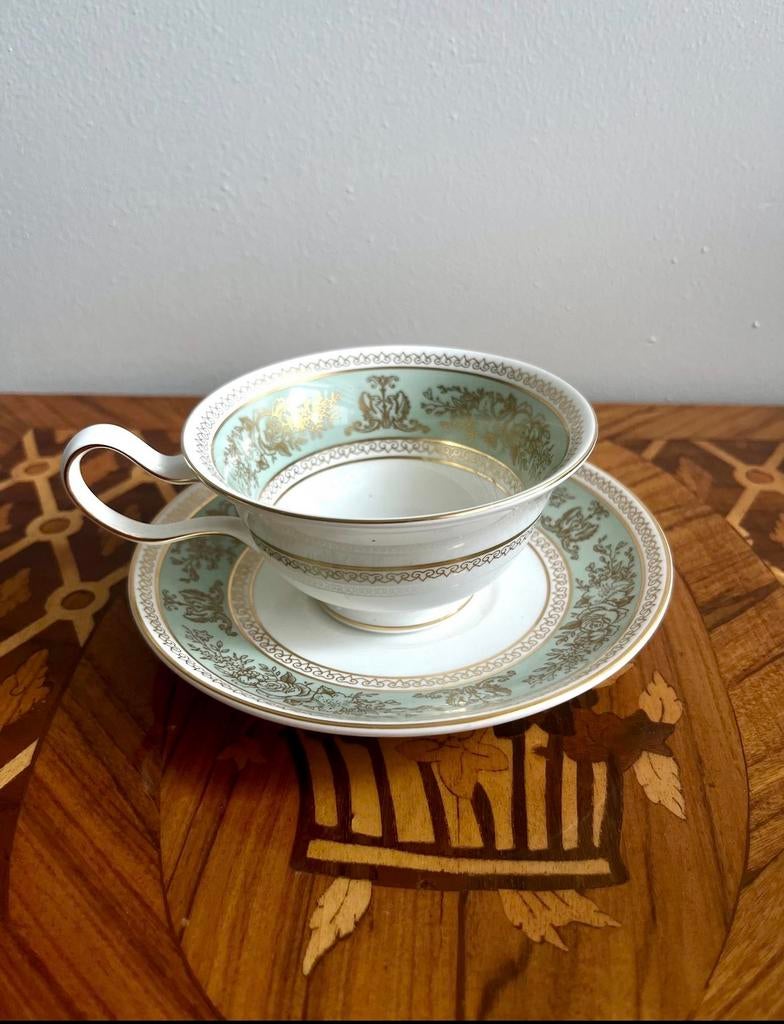 Wedgwood Columbia Green set van 5 kopjes en 5 schotels, Ophalen