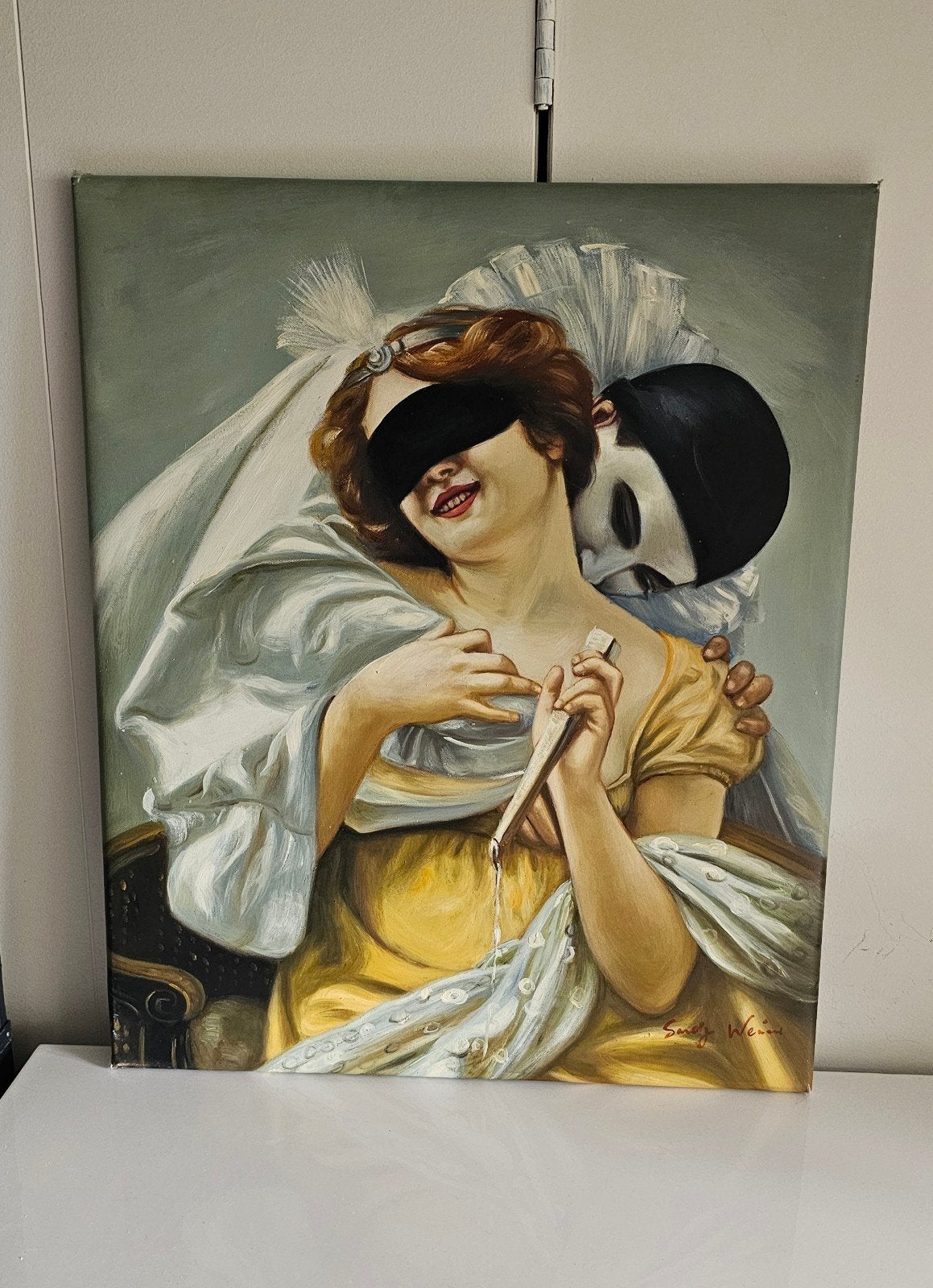 Reproductie Pierrot's Embrace - Guillaume Seignac - 50x60cm, Ophalen of Verzenden