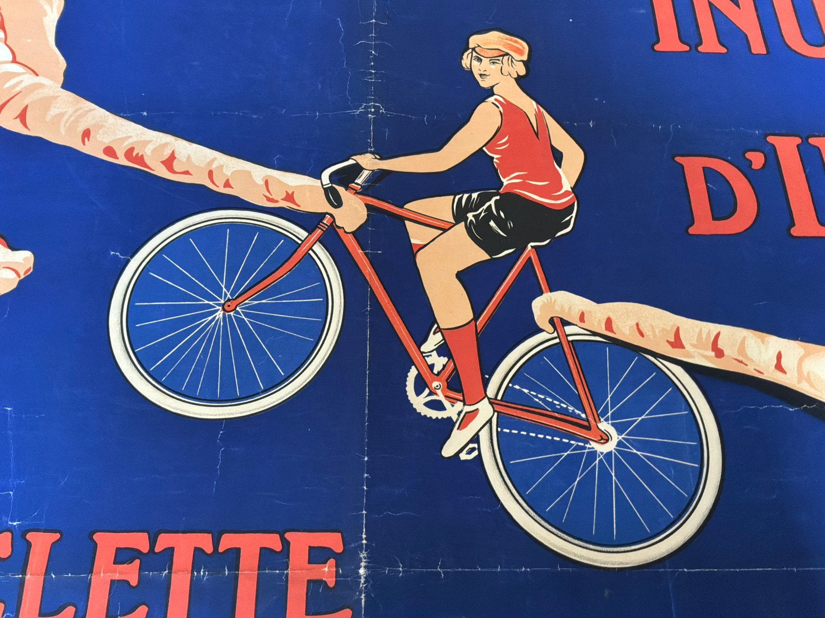 Fiets Poster Thomann “niet kapot te krijgen” ca 1900, Ophalen of Verzenden, Zo goed als nieuw