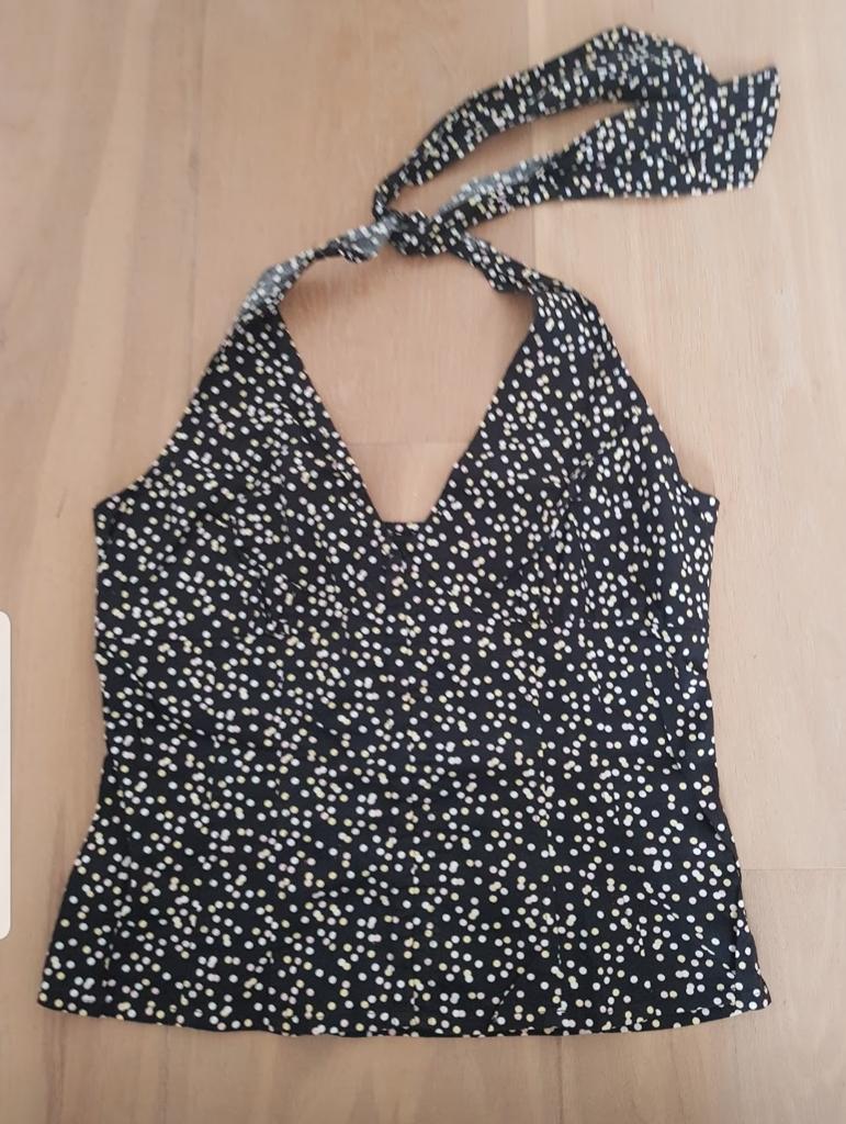 H&M Haltertop Zwart met Stippen, Kleding | Dames, Maat 38/40 (M), H&M, Zwart, Ophalen of Verzenden