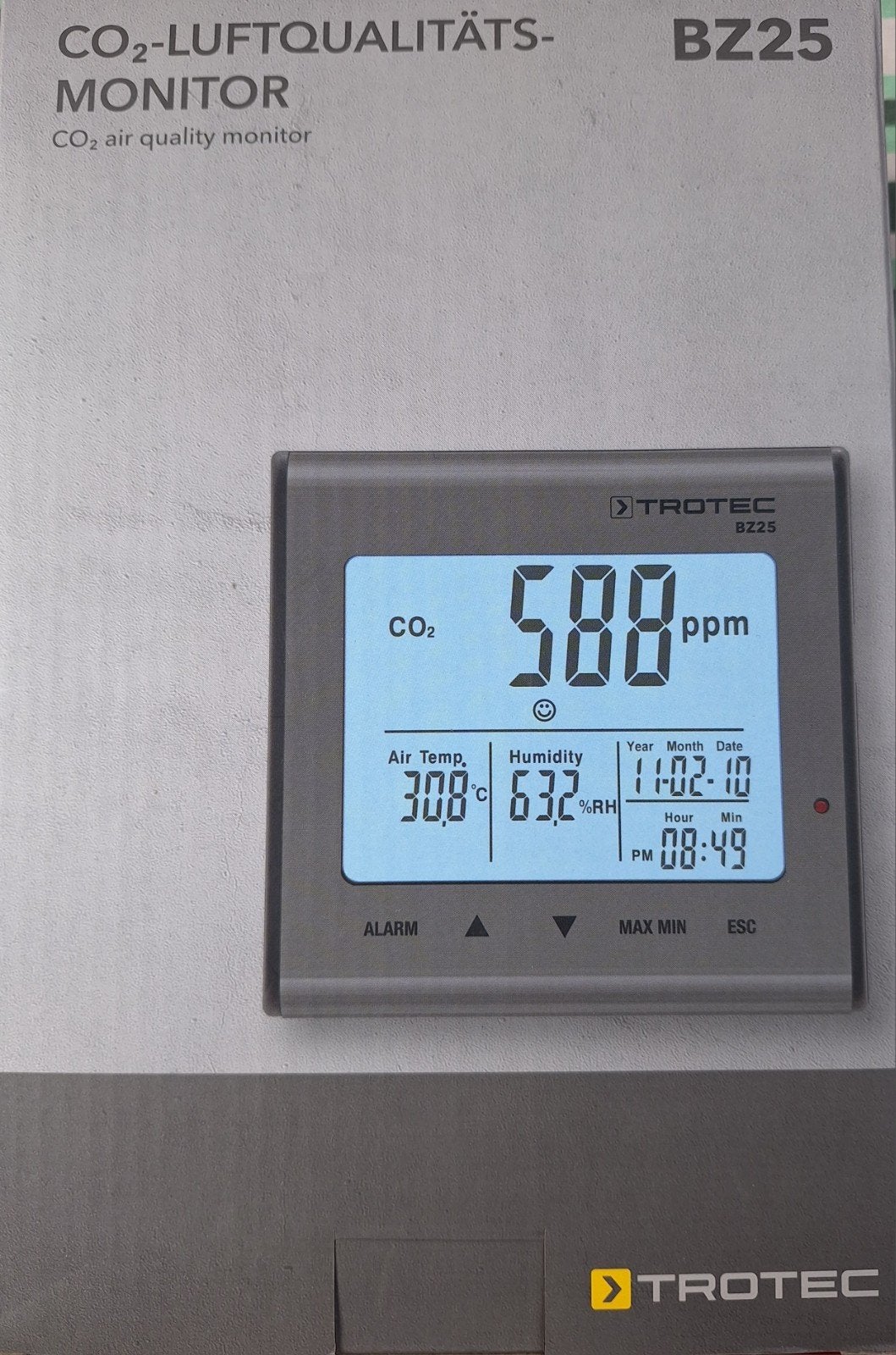 CO2 Luchtkwaliteitsmonitor Trotec BZ25, Doe-het-zelf en Verbouw, Ophalen, Zo goed als nieuw, Overige meters