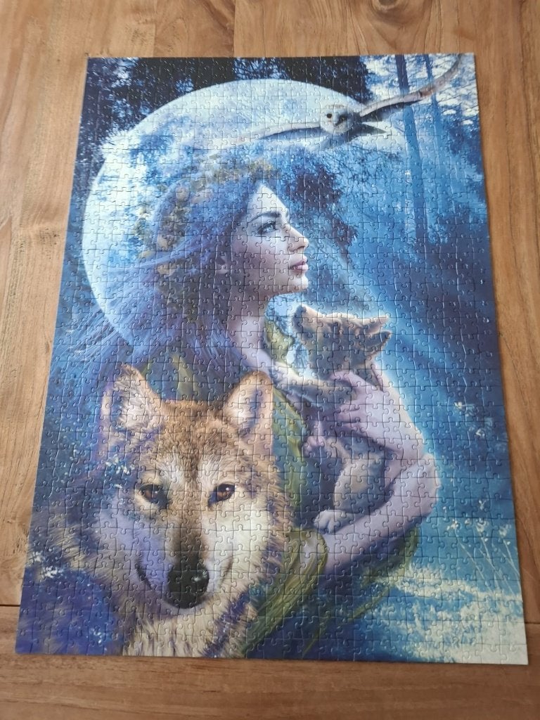 Puzzel Vrouw met wolven 1000 stukjes Ravensburger puzzel, Ophalen of Verzenden, 500 t/m 1500 stukjes, Zo goed als nieuw, Legpuzzel