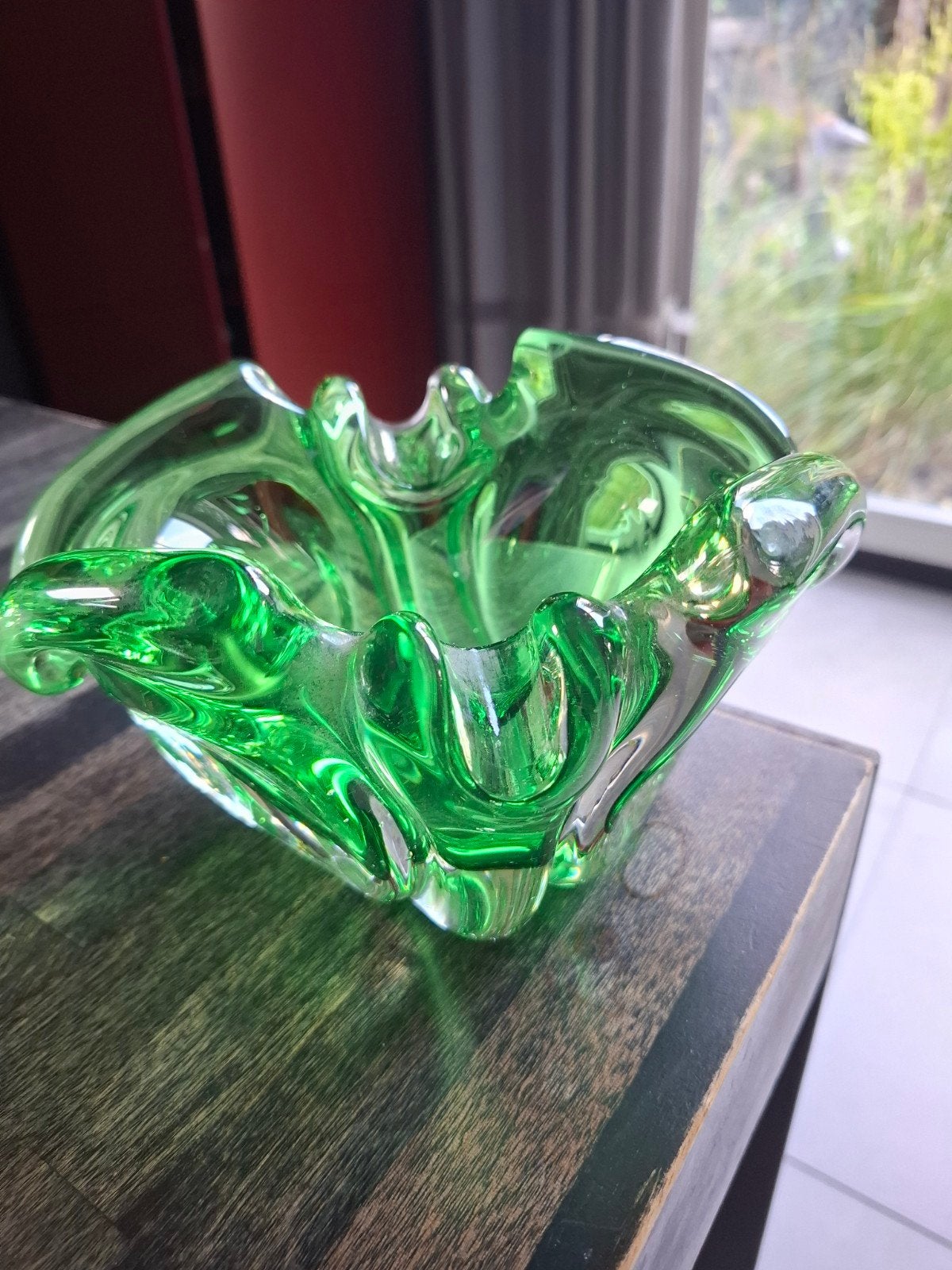 Vintage Murano Groene Glazen Asbak, Ophalen