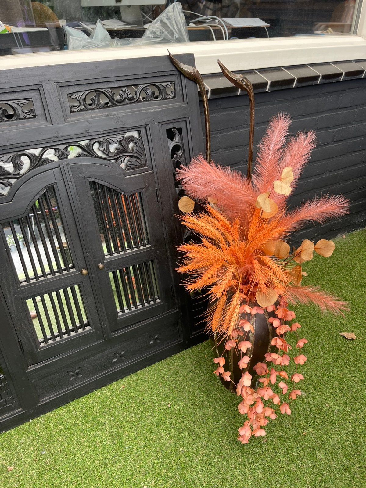 Vaas met droogbloemen., Huis en Inrichting, Ophalen of Verzenden, Zo goed als nieuw