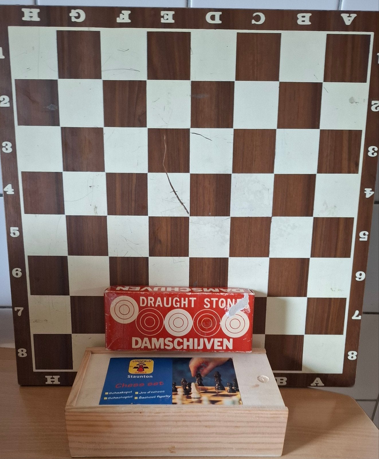 Schaakspel/Damspel.  Compleet., Een of twee spelers, Ophalen, Gebruikt