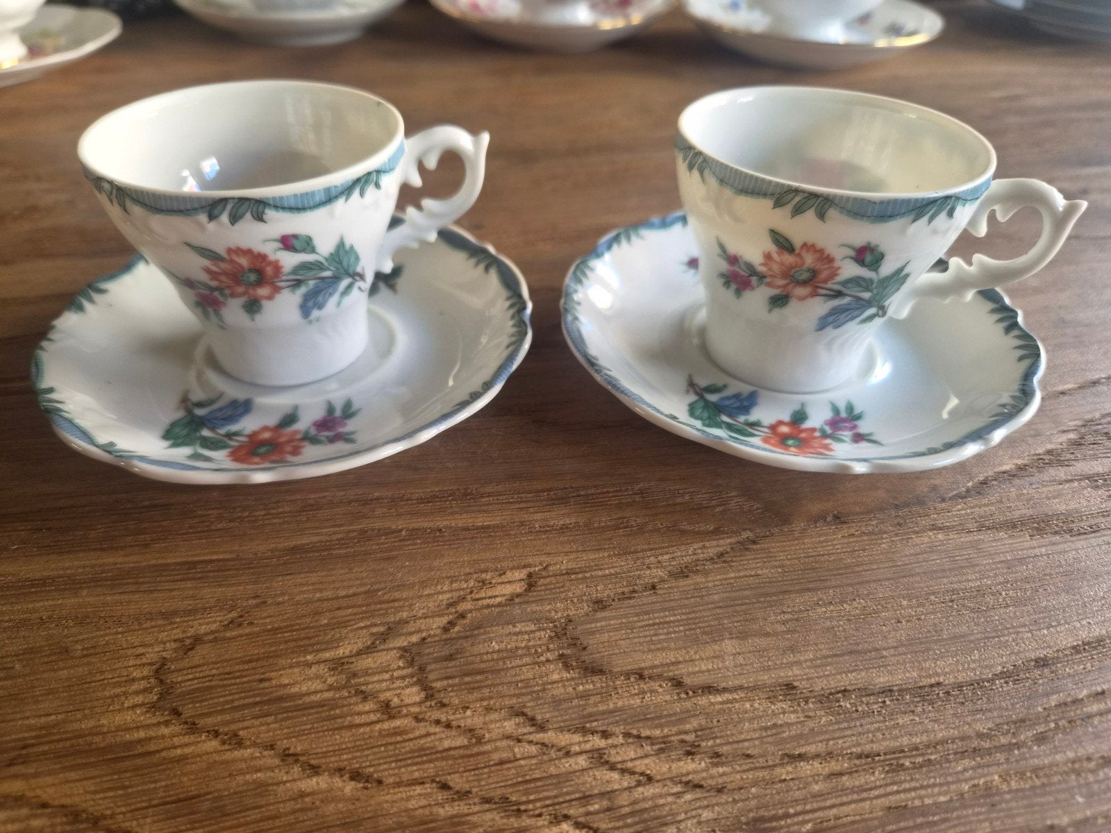 Set van 2 Edelweiss Kwalitat espresso kopjes met schotels, Antiek en Kunst, Antiek | Servies los, Ophalen