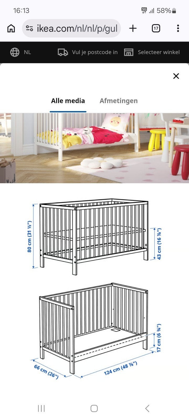 Ikea Gulliver ledikant, Kinderen en Baby's, Kinderkamer | Bedden, Ophalen, Zo goed als nieuw, Minder dan 140 cm, Minder dan 70 cm