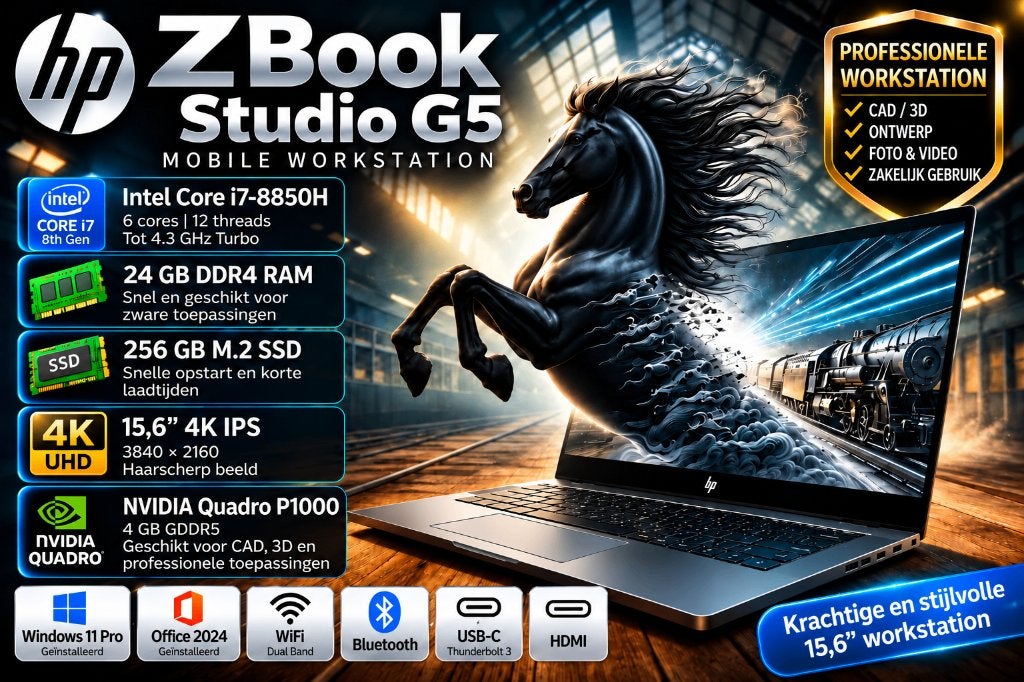 ZGAN Professioneel HP ZBook 15 G5 +4 K beeld+24 GB+Garantie, Computers en Software, 256 GB, Met videokaart, Intel® Core™ i7 , Ophalen of Verzenden