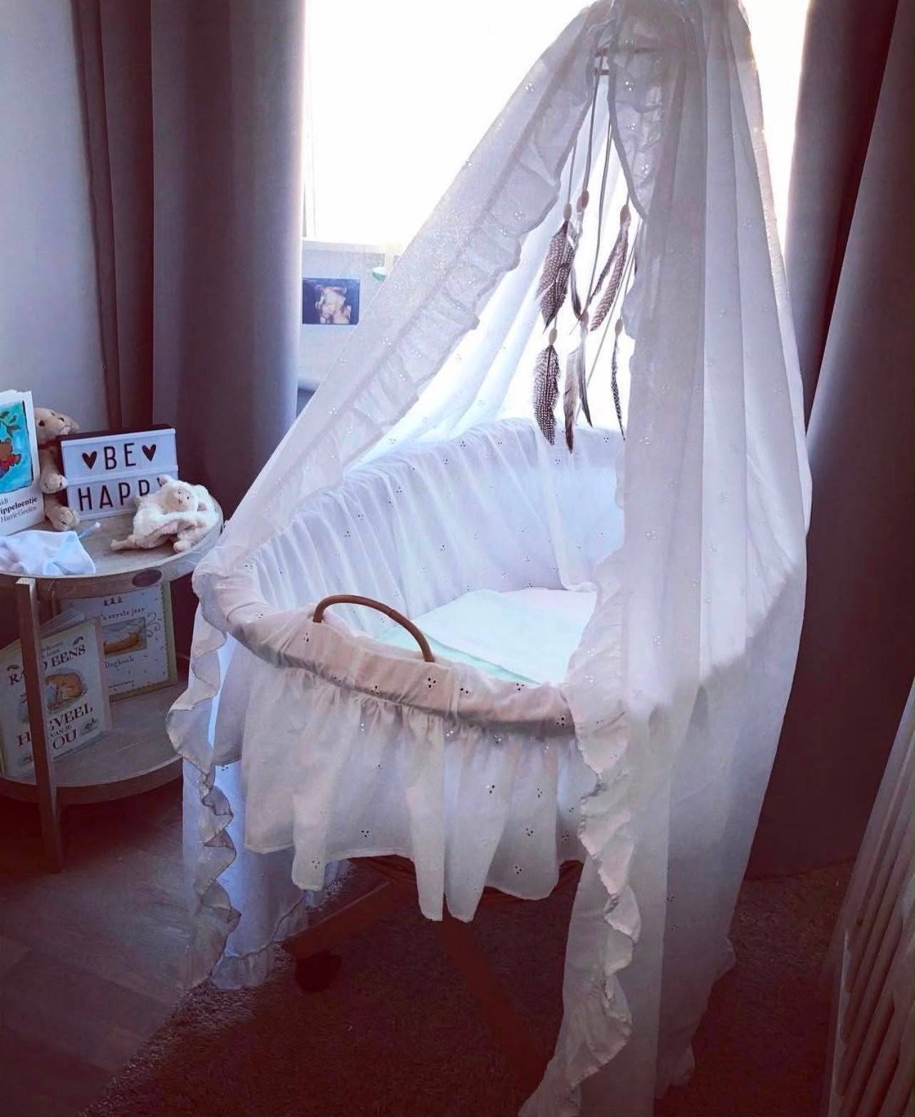 Leipold babywieg op wieltjes, incl. bekleding en matrasje, Kinderen en Baby's, Babywiegjes en Ledikanten, Ophalen, Zo goed als nieuw