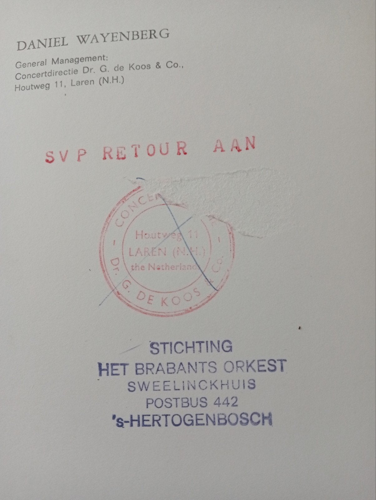 Daniel Wayenberg persfoto jaren 70 Dr.G.de Koos & Co, Ophalen of Verzenden, 1960 tot 1980, Gebruikt, Overige onderwerpen