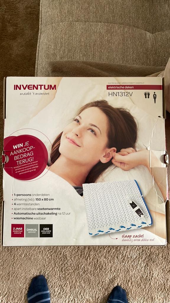 Inventum HN1312V Elektrische Onderdeken 1-persoons, Eenpersoons, Wit, Nieuw, Ophalen of Verzenden