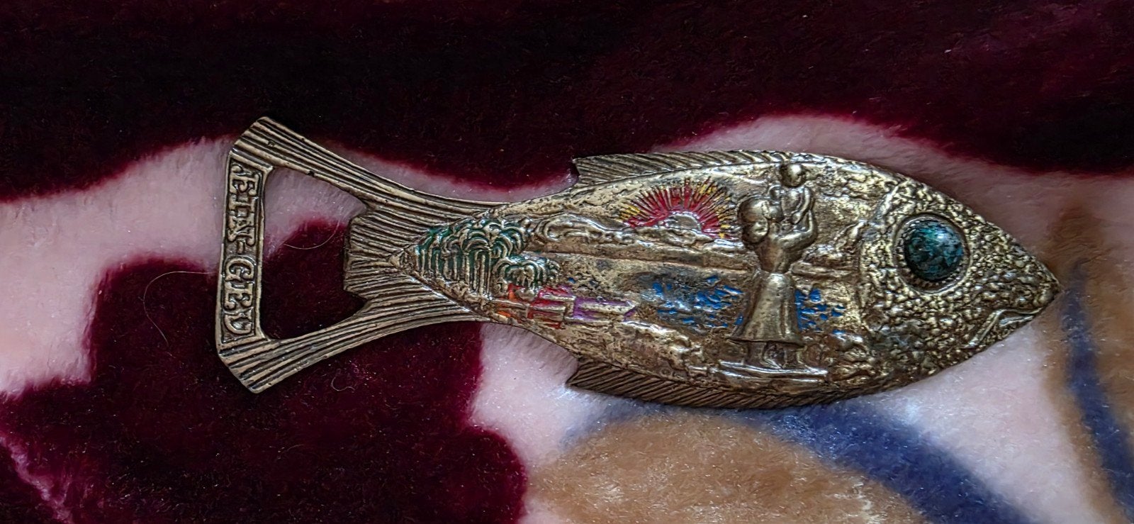 Vintage flesopener in visvorm - Made in Israel, Vintage, Gebruikt, Ophalen of Verzenden, Goud