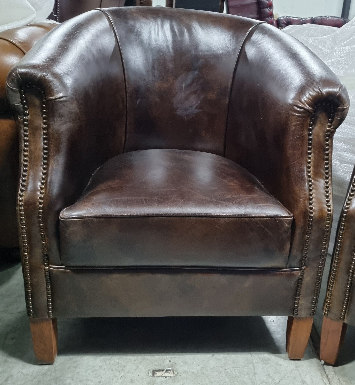 2x Chesterfield fauteuil vintage leer + BEZORGING GRATIS, Ophalen of Verzenden