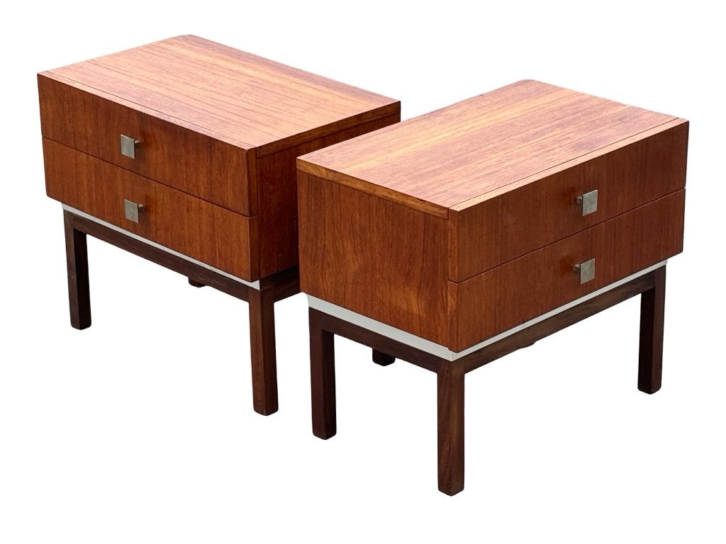 Vintage Nachtkastjes Set Van 2 Teak Fineer Jaren 60, Gebruikt, Minder dan 45 cm, Vintage, Vintage