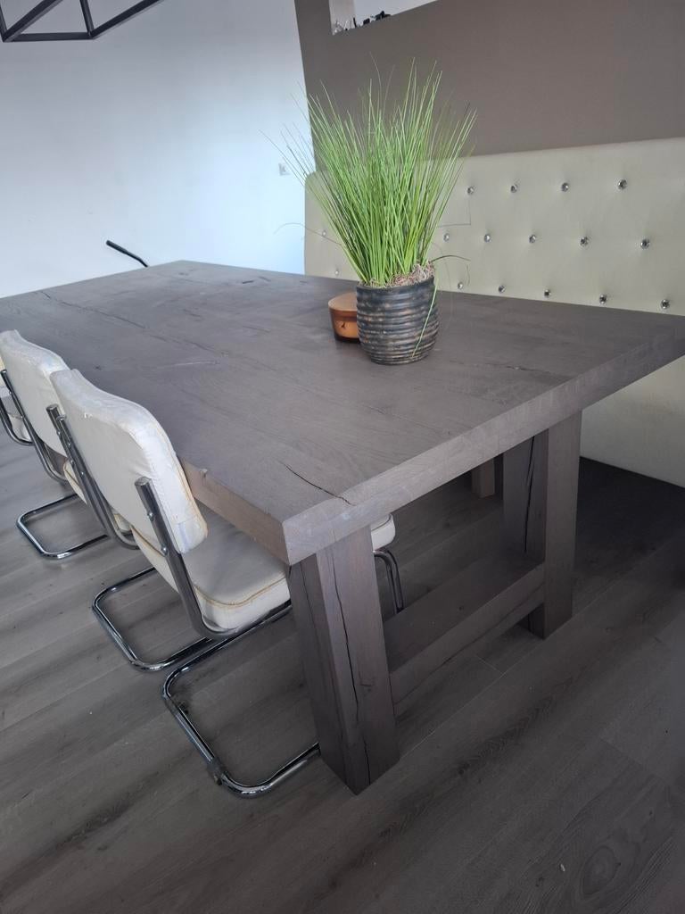 Super gave eettafel massief eiken tafel, Huis en Inrichting, Tafels | Eettafels, Ophalen, 200 cm of meer, 50 tot 100 cm, Zo goed als nieuw