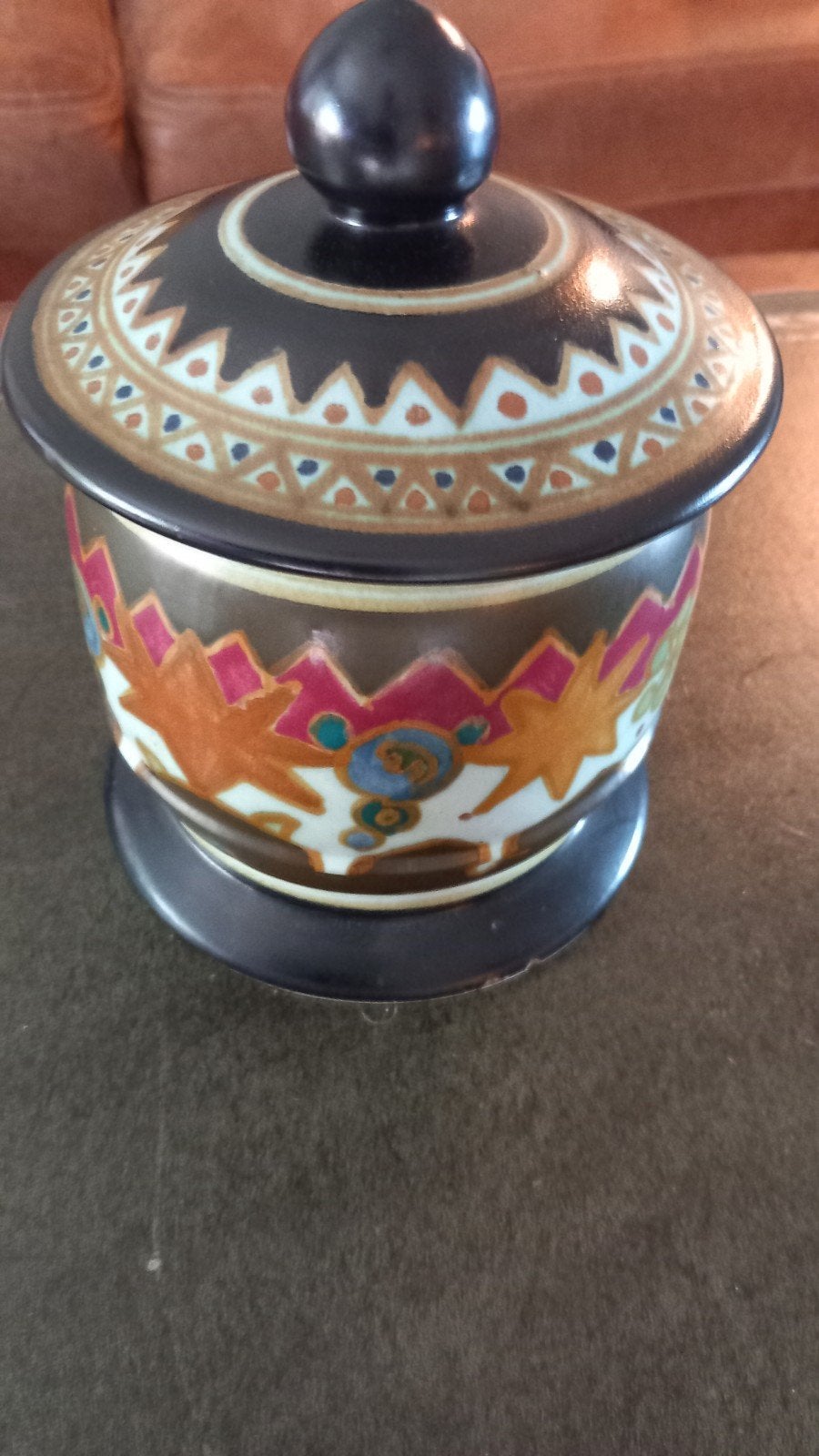 Vintage Arnhems plateel pot met deksel, handbeschilderd, Antiek en Kunst, Ophalen of Verzenden