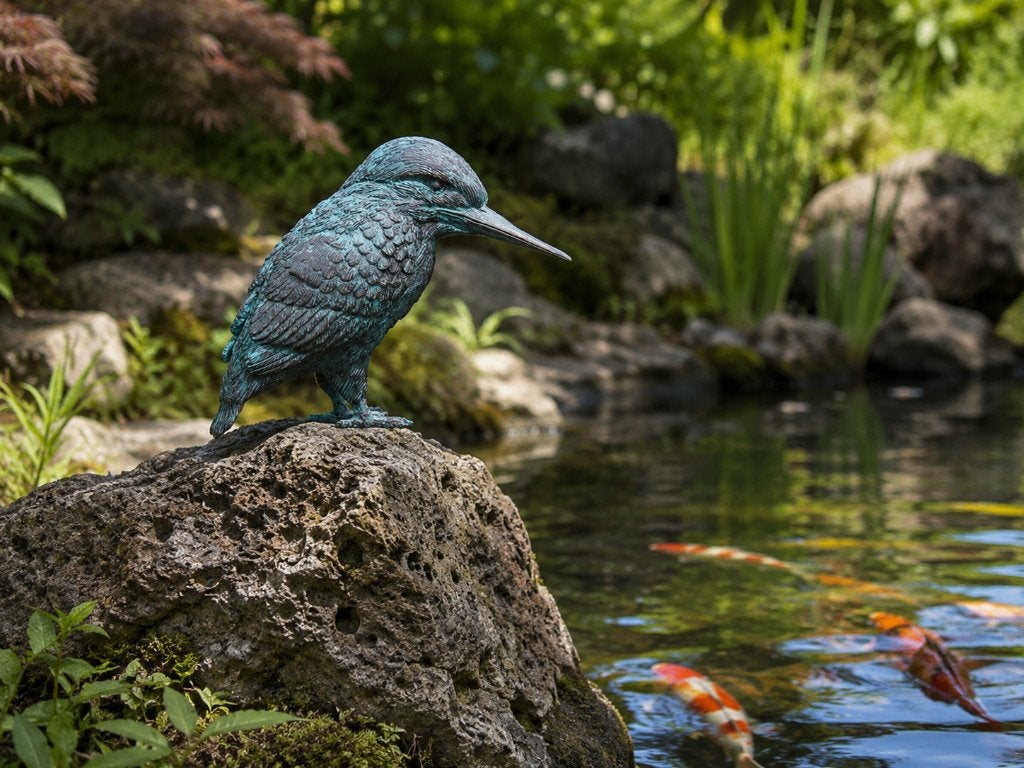 Bronzen IJSVOGEL / brons /BRONZEN TUINBEELD, Nieuw, Info@huisentuindecoratiemarie.nl, Huis en tuin decoratie marie, Dierenbeeld
