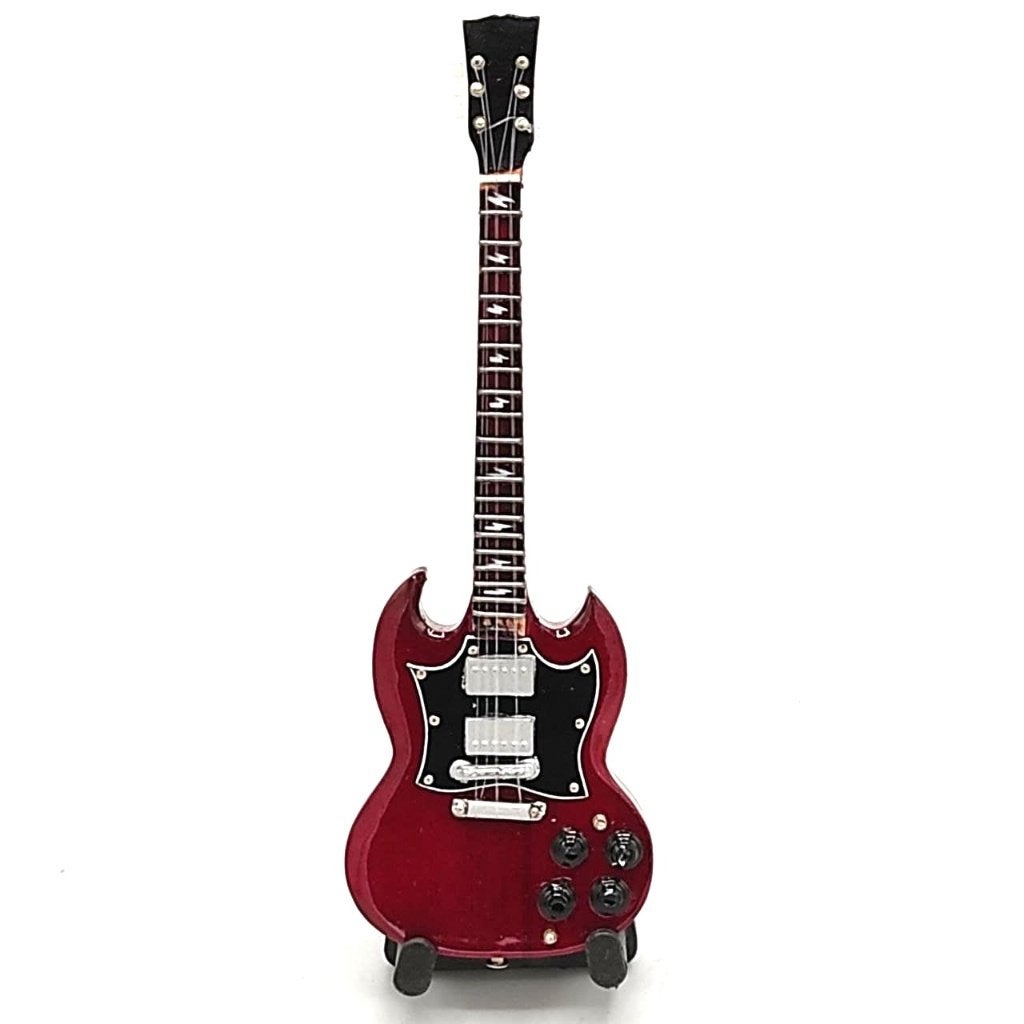 Angus Young ACDC miniatuur gitaar van hout 15cm mini guitar, Info@deconoord.nl, Deco Noord, Nieuw, Ophalen of Verzenden