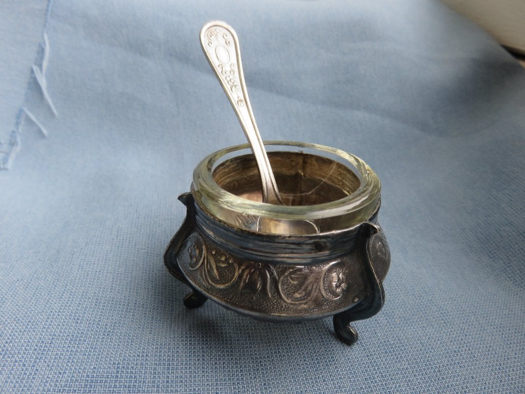 Rusland / Russia - zoutvaatje met lepeltje - midden 20e eeuw, Antiek en Kunst, Curiosa en Brocante, Ophalen of Verzenden