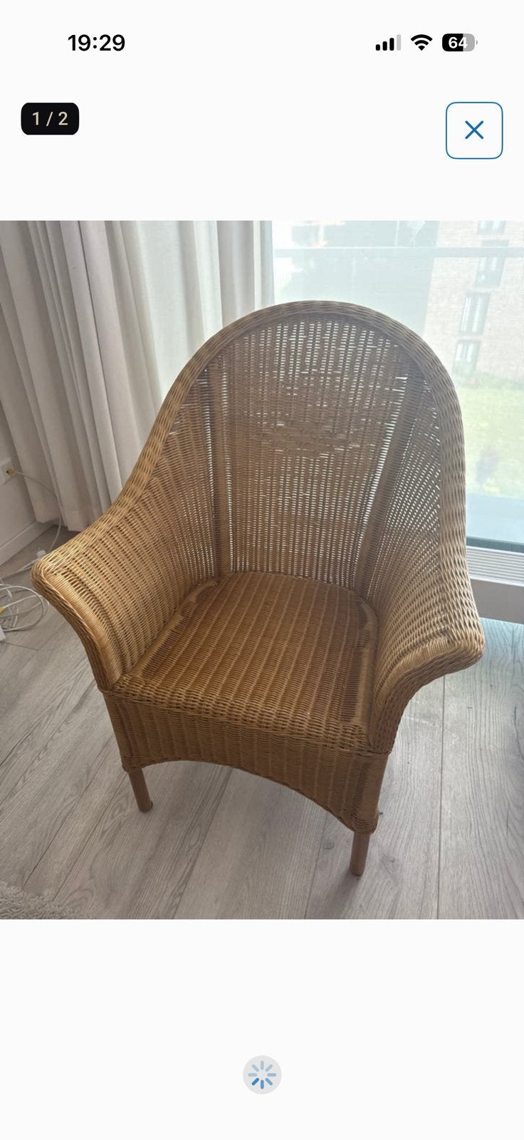 Rieten stoel, Huis en Inrichting, Stoelen, Ophalen, Zo goed als nieuw, Bruin, Eén