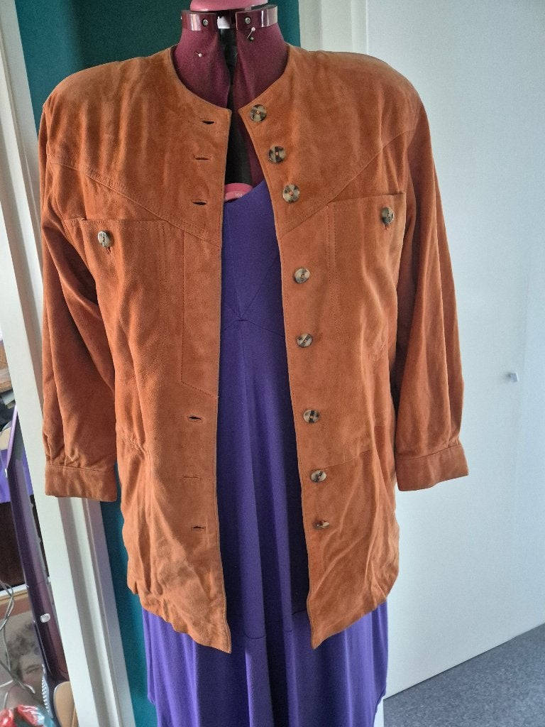 Vintage suede blazer  maat 50, Kleding | Dames, Maat 46/48 (XL) of groter, Oranje, Ophalen of Verzenden, Jasje