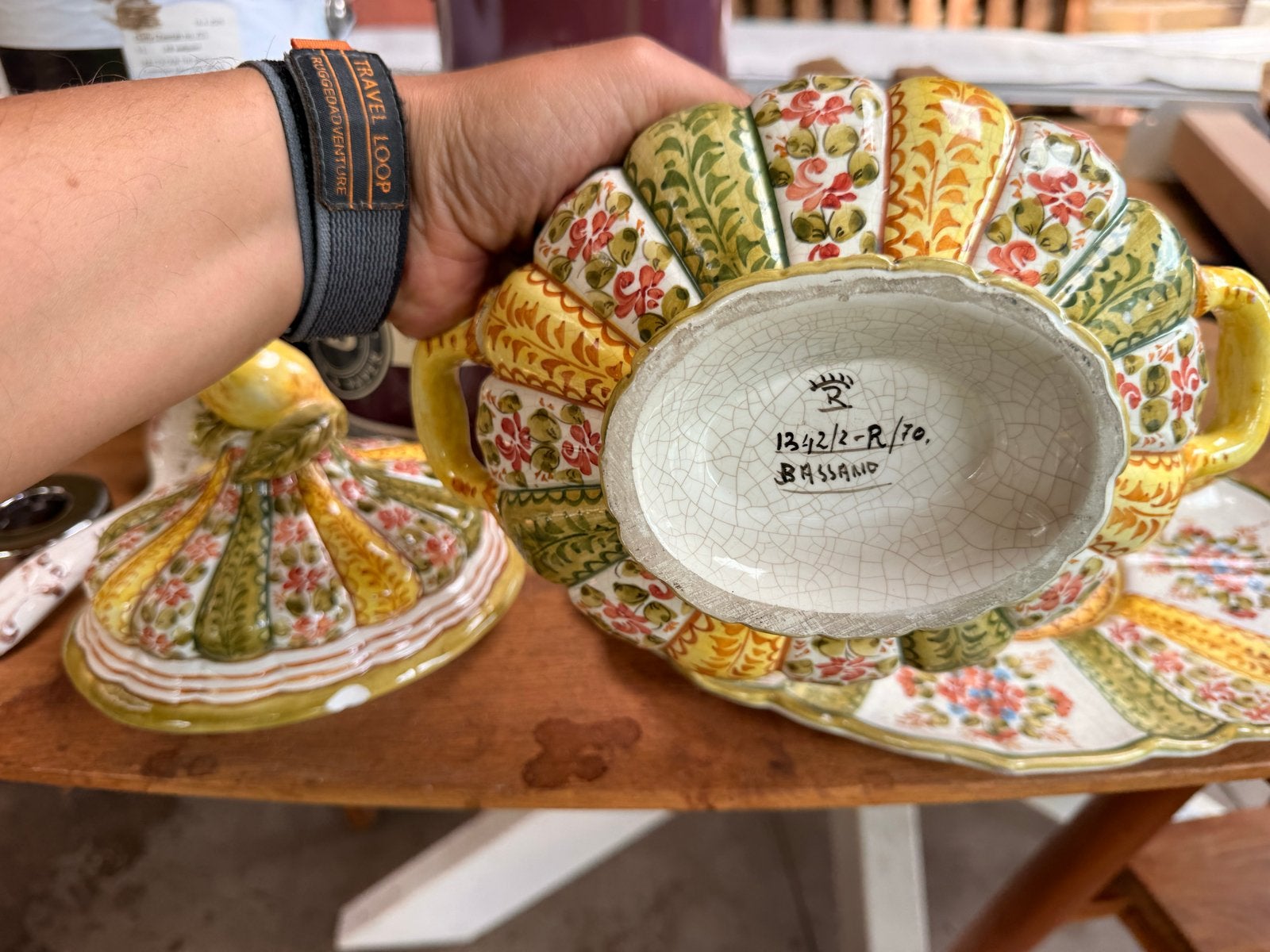 Bassano soepterrine met lepel en schotel, handgeschilderd, Ophalen