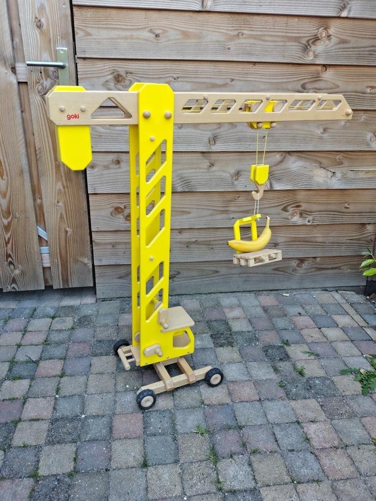 Goki Houten Hijskraan (1 meter hoog), Kinderen en Baby's, Speelgoed | Houten speelgoed, Ophalen, Gebruikt, Overige typen