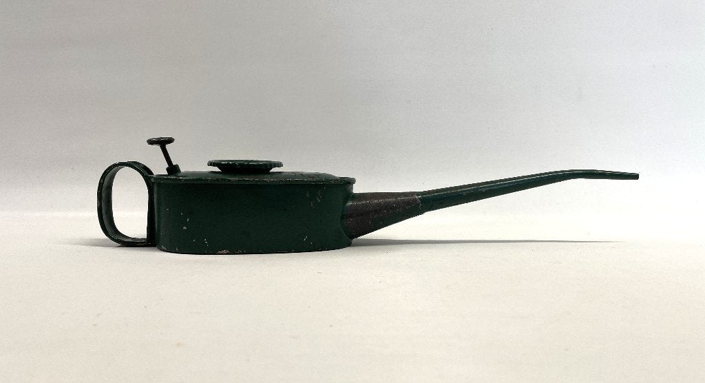 oliekan met lange tuit en pompmechanisme jaren '50 vintage, Ophalen of Verzenden
