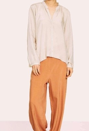 mooie lichte blouse Humanoid mt XS(S) cupro/viscose, Humanoid, Verzenden, Beige, Zo goed als nieuw