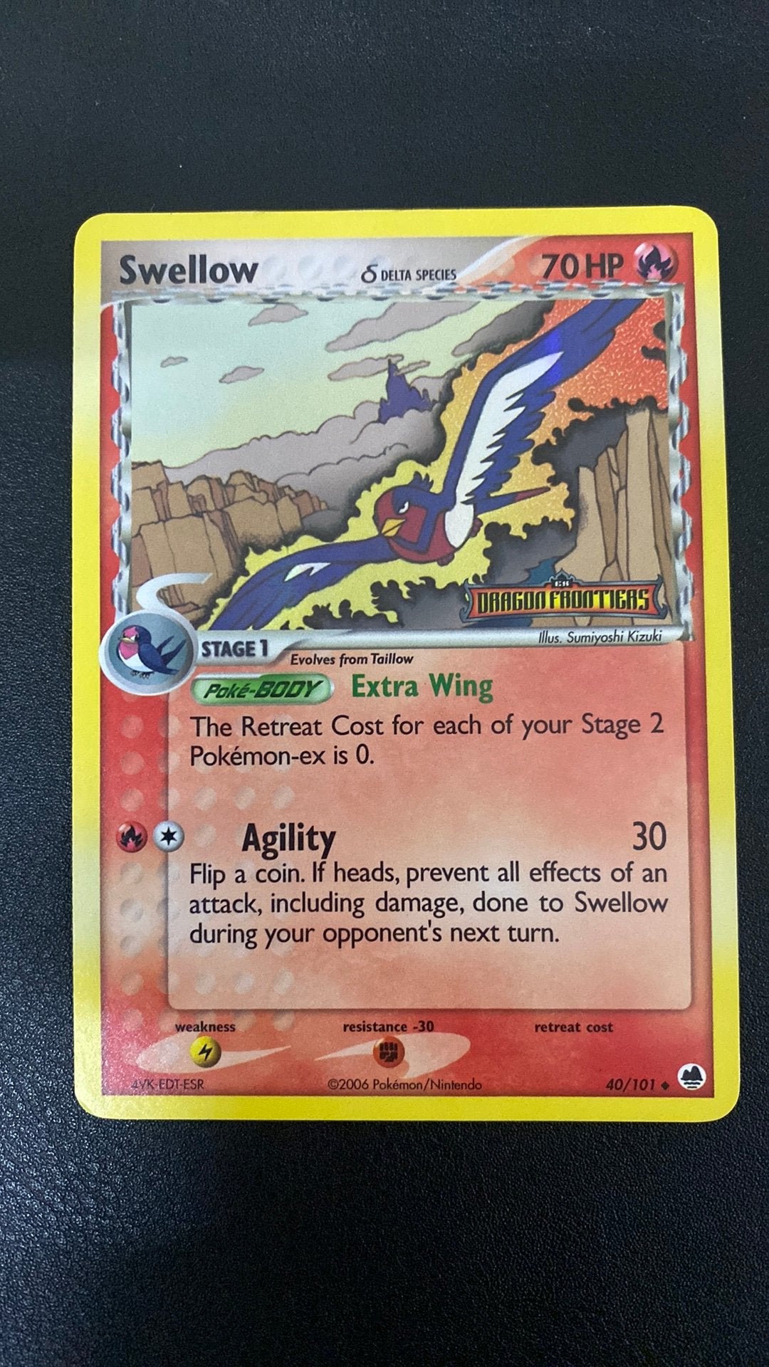 Pokemon swellow 40/101 dragon frontiers stamped holo, Ophalen of Verzenden, Zo goed als nieuw
