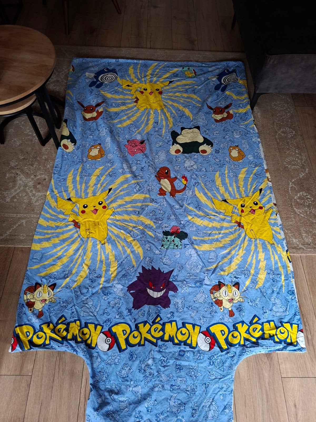 Vintage Pokémon dekbedovertrek eenpersoons 120x187cm, Ophalen of Verzenden, Zo goed als nieuw, Meerkleurig, Dekbedovertrek
