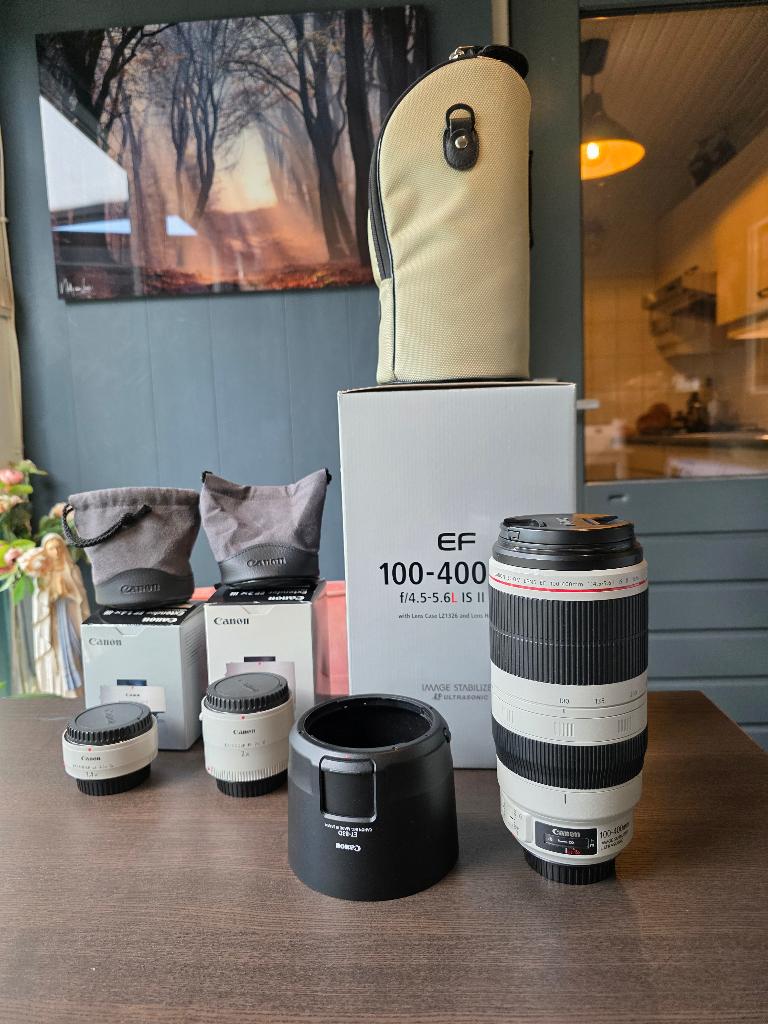 Canon EF 100-400mm f/4.5-5.6L IS II USM + 2 Extenders, Audio, Tv en Foto, Fotografie | Lenzen en Objectieven, Ophalen, Zo goed als nieuw