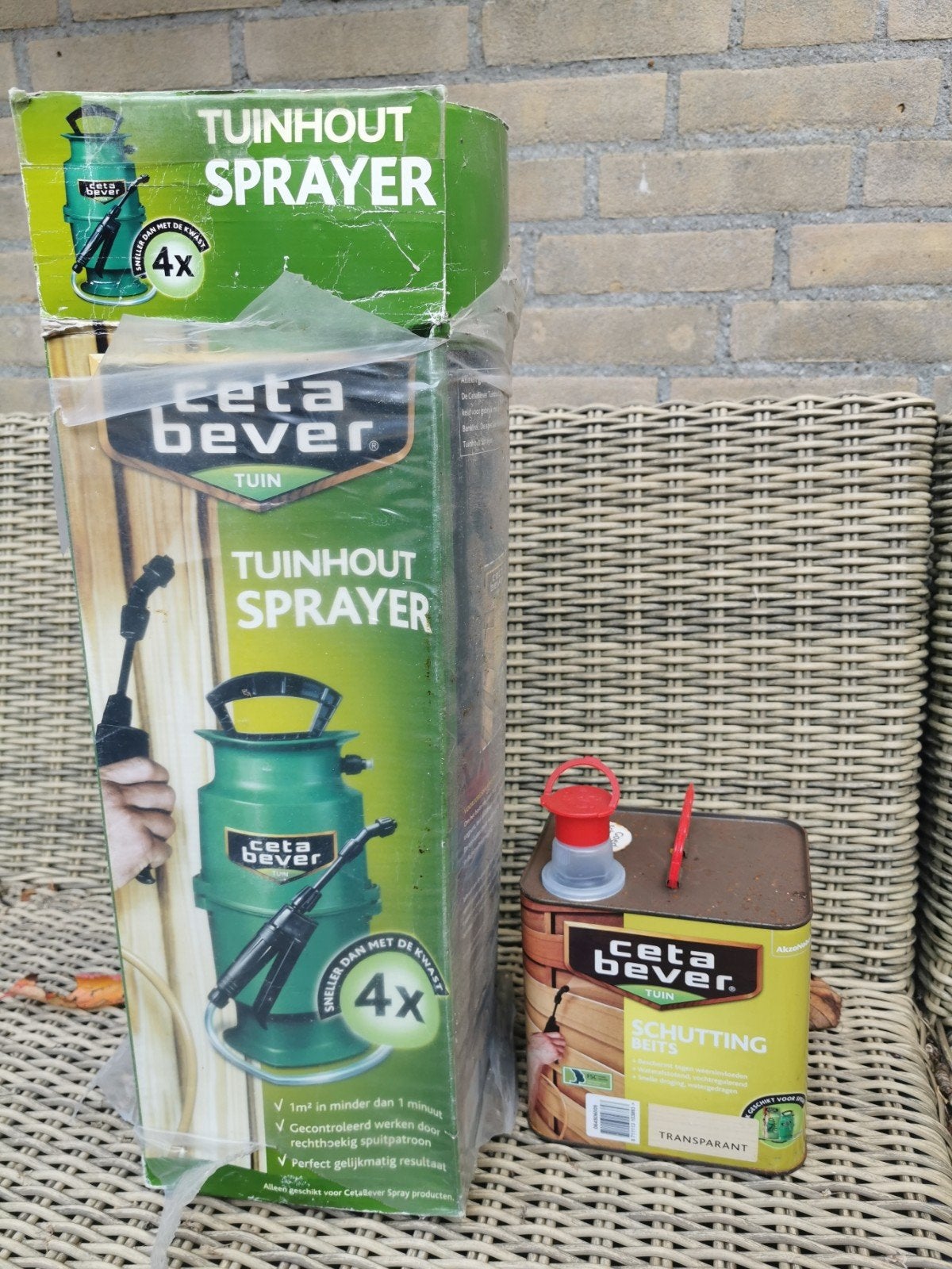 CetaBever Tuinhout Sprayer met Schutting Beits Transparant, Ophalen, Gebruikt, Overige kleuren, Beits