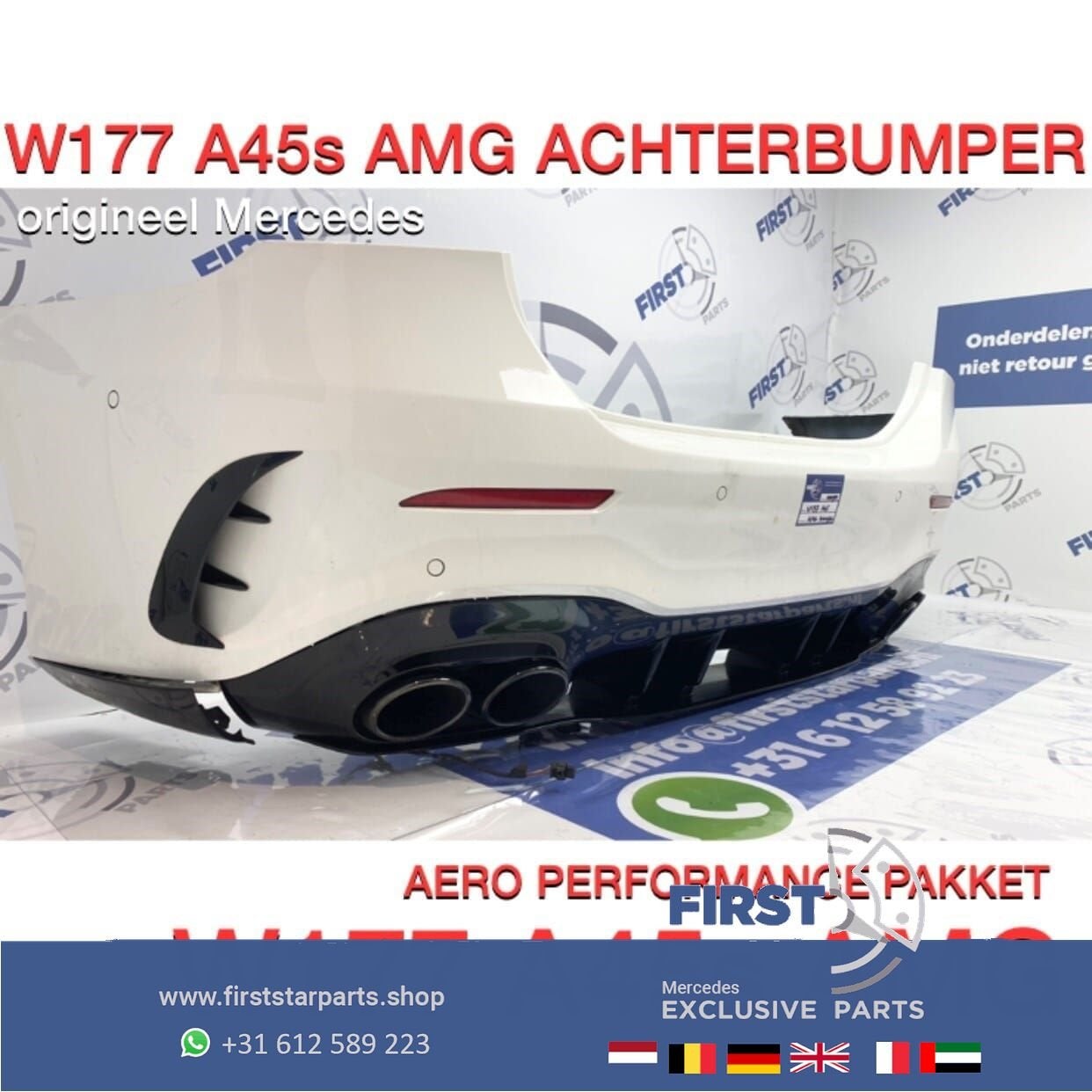 V177 W177 A KLASSE SEDAN 2021 A45 S AMG ACHTERBUMPER WIT AER
