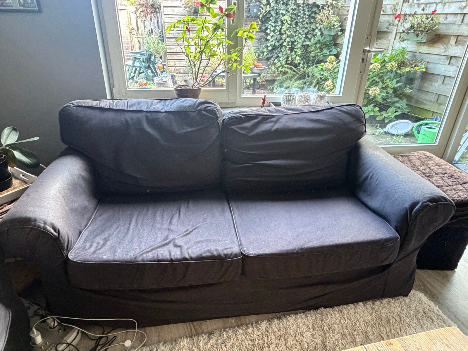 Ikea Ektorp 2-zits bank donkergrijs/antraciet, Ophalen, Gebruikt, 150 tot 200 cm, Tweepersoons