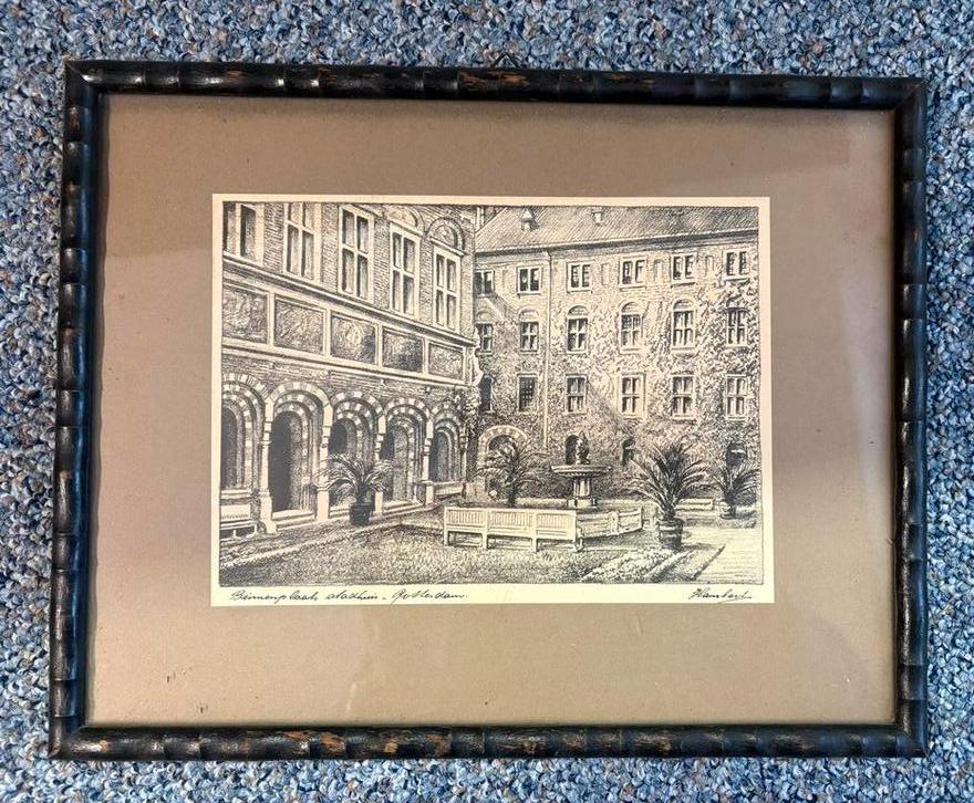 Ets Binnenplaats stadhuis Rotterdam, Ophalen of Verzenden