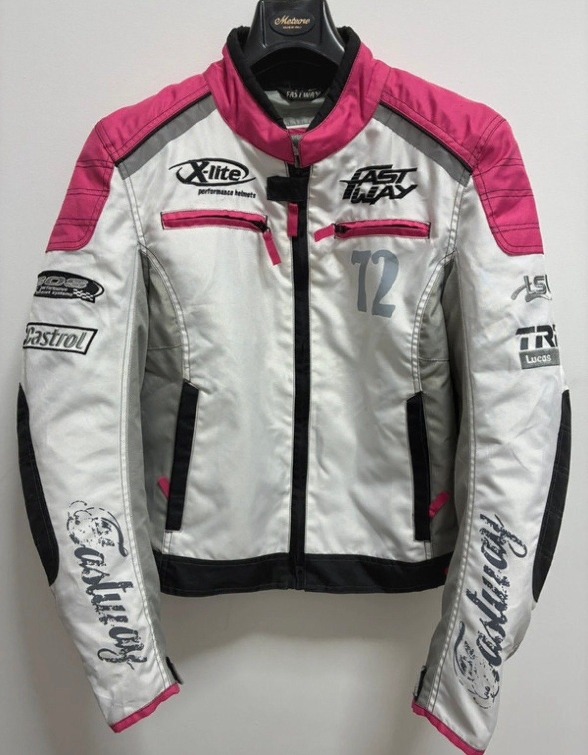 Fastway motorjas dames - Maat L - Grijs/Roze, Ophalen of Verzenden, Zo goed als nieuw, Maat 42/44 (L), Zwart